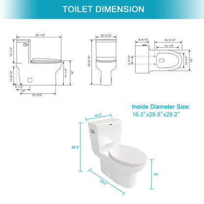 Modern Ceramic One-Piece Toilet with Soft-Close Seat and Efficient Siphon Flush