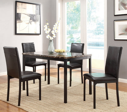 Dining Table 48 By 30 Faux Marble Top Black Metal Finish