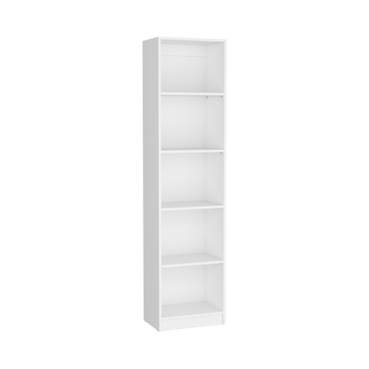 Vinton XS Compact White Bookcase with Five Shelves