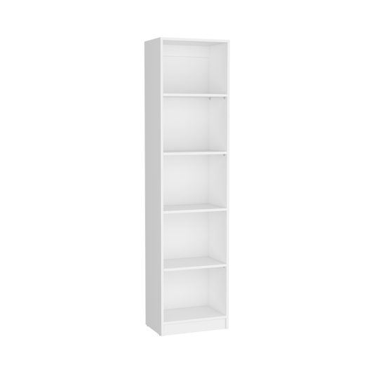 Vinton XS Compact White Bookcase with Five Shelves