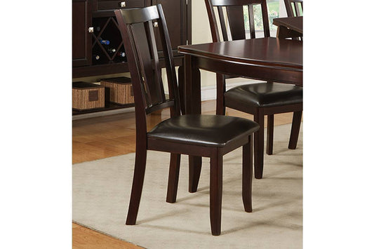 Set of 2 Contemporary Dining Chairs with Slat Back, Faux Leather Cushions, Easy Assembly Brown
