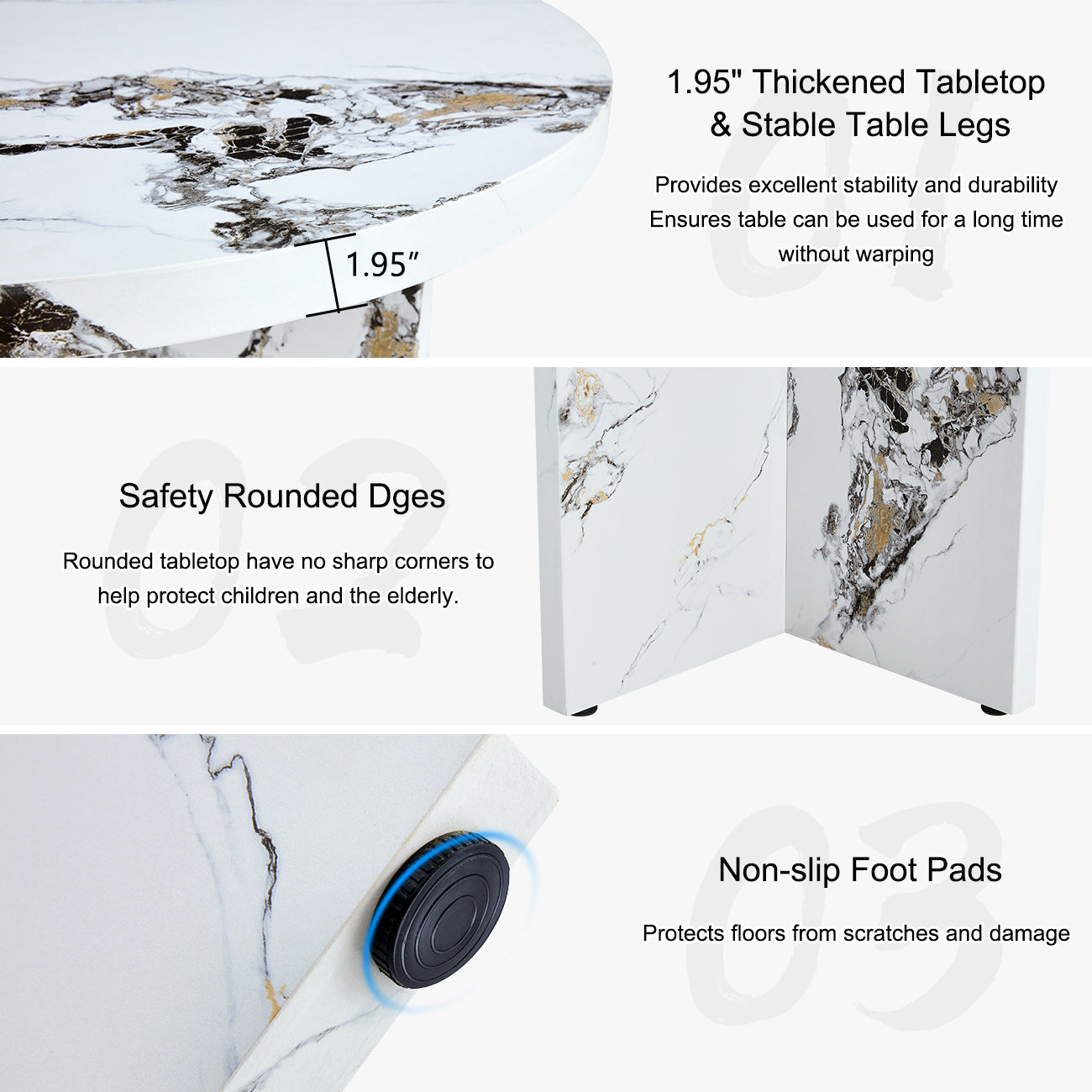 Round Dining Table 42Inch For Four To Six Modern MDF White