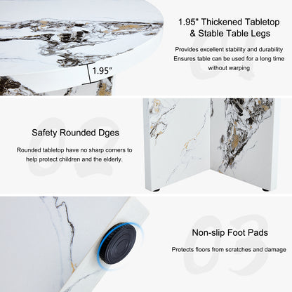 Round Dining Table 42Inch For Four To Six Modern MDF White