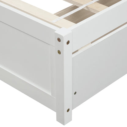 Elegant White Twin Platform Bed with Storage Drawers and Headboard