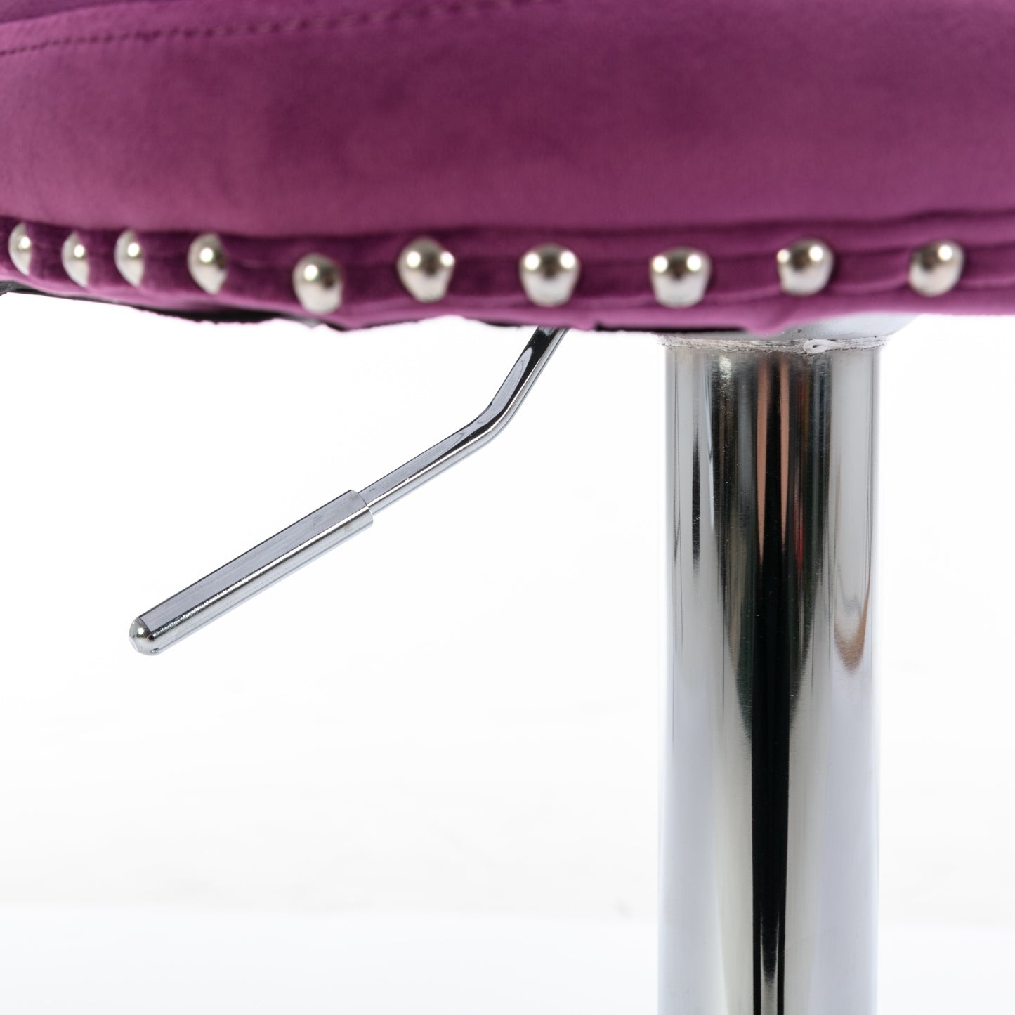 Purple Velvet Swivel Bar Stools Adjustable 25-33 Set Of 2