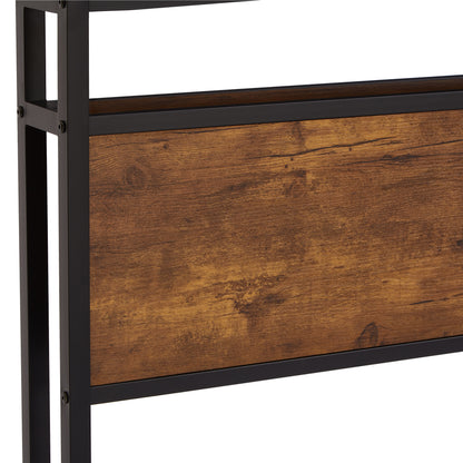 Twin Size Metal Bed Frame with Wooden Headboard, LED Lights, USB Ports, and Ample Under Bed Storage - Easy Assembly, No Box Spring Required