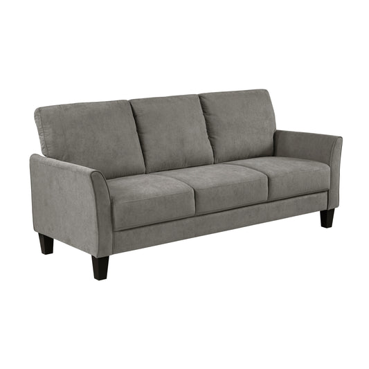 Contemporary 3-Seater Upholstered Sofa with Solid Wood Frame, Plush Cushions, Living Room Brown Gray