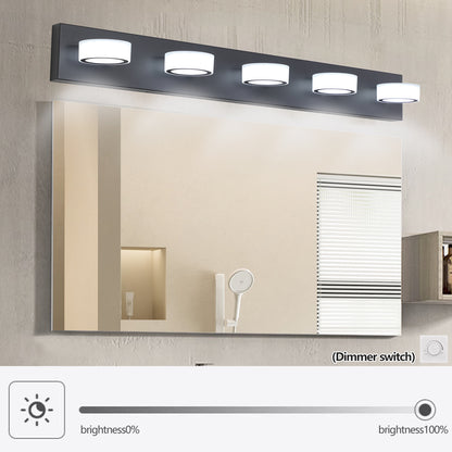 LED 5-Light Vanity Light Fixture for Over-Mirror Bath Wall, 37in Long, Modern Iron & Acrylic Black