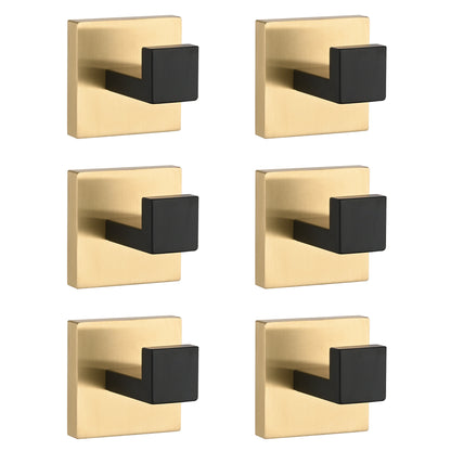 6 Pack Wall-Mounted Stainless Steel Bathroom Towel Hooks/Coat Hooks for Bathroom, Bedroom, Kitchen