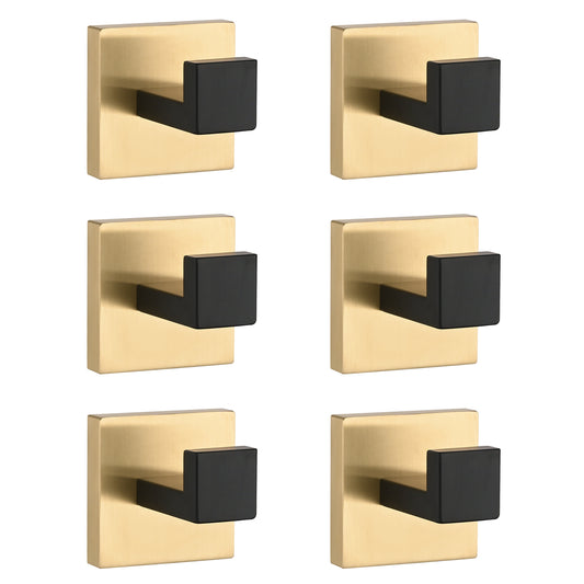 6 Pack Wall-Mounted Stainless Steel Bathroom Towel Hooks/Coat Hooks for Bathroom, Bedroom, Kitchen