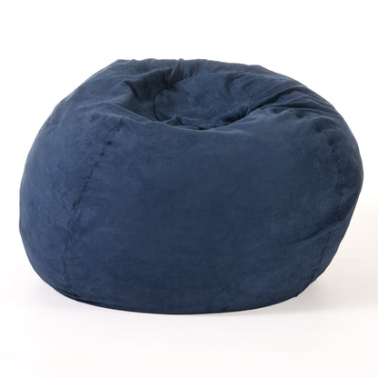 Bean Bag Chair with High-Density Shredded Foam Fill, Microsuede Cover, 56x56x42in Midnight Blue
