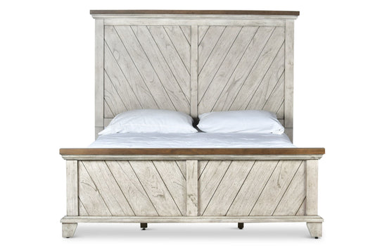 Bear Creek - Queen Sized Bed - Rustic Whitewash Finish