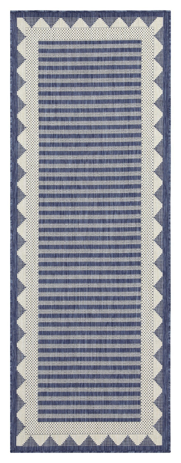 Indoor/Outdoor Area Rug - Flatweave, 87 x 31 in, Polypropylene, Durable, Stain-Resistant, Easy-Clean, Blue