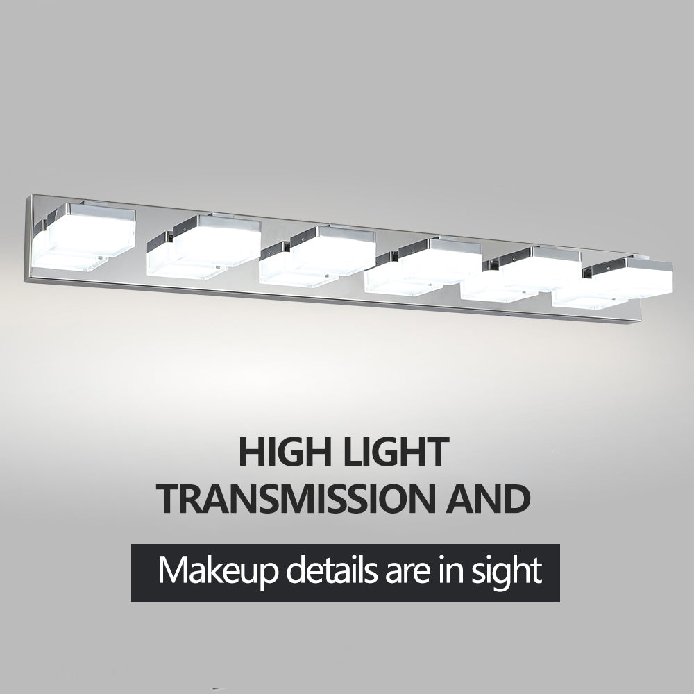 6-Light LED Vanity Light Bar for Bathrooms and Makeup Areas, Modern Sleek Fixture Chrome finish