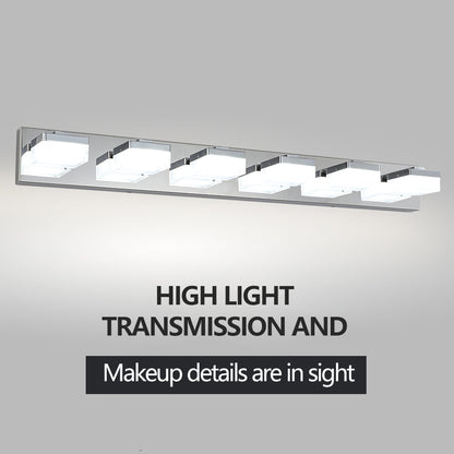 6-Light LED Vanity Light Bar for Bathrooms and Makeup Areas, Modern Sleek Fixture Chrome finish