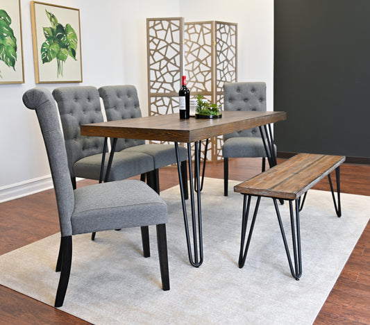 Six Piece Dining Set With Hairpin Table Color Options