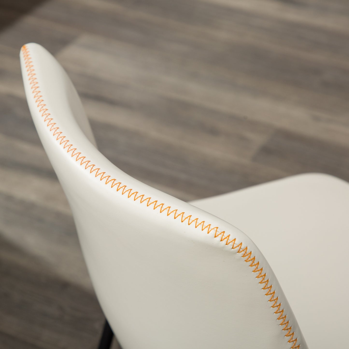 Set of 2 Vintage PU Leather Dining Chairs with Metal Sleigh-Style Legs, Upholstered Seats, White