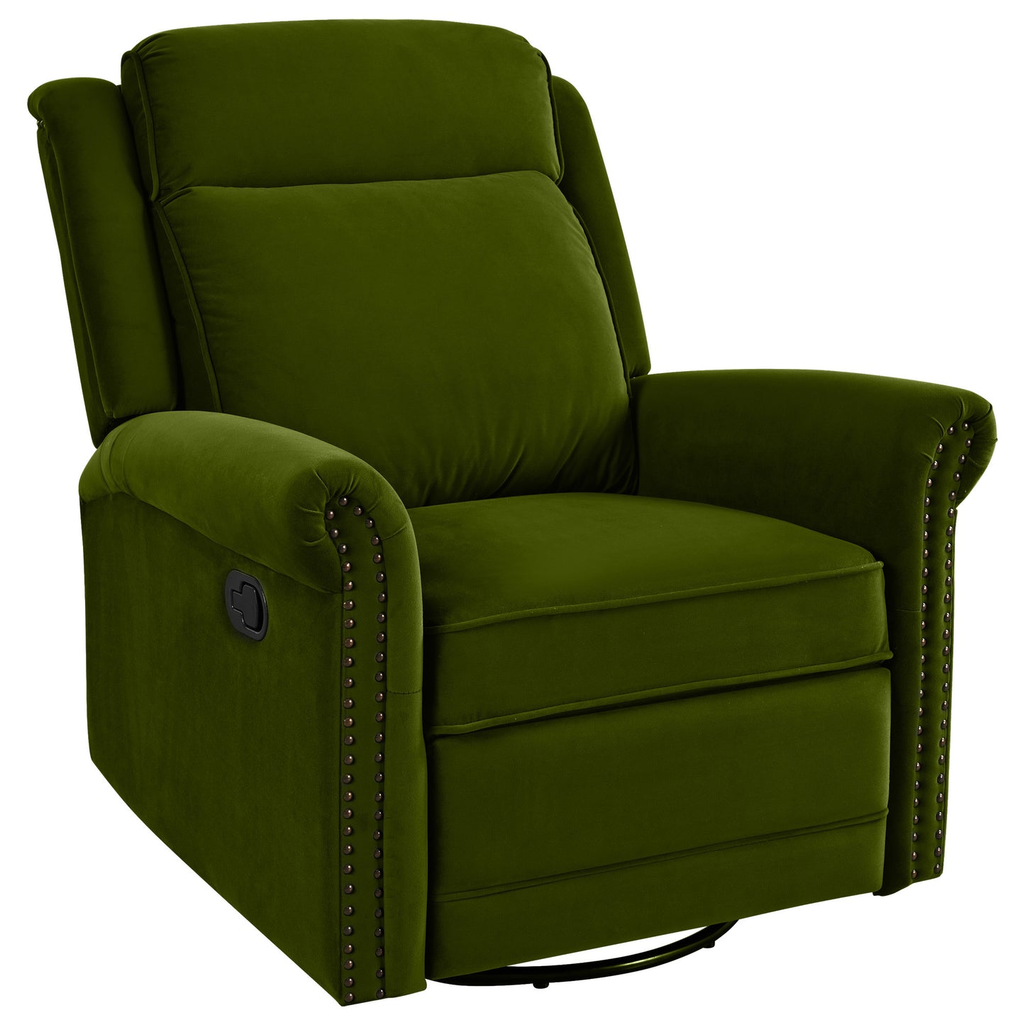 Velvet Swivel Recliner Chair with Adjustable Backrest, 360-Degree Swivel & Rocking, Padded Cushions Green