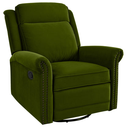 Velvet Swivel Recliner Chair with Adjustable Backrest, 360-Degree Swivel & Rocking, Padded Cushions Green