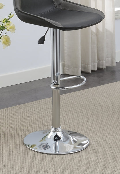 Ebony Adjustable Bar Stool Chairs Set Of 2 Chrome Base