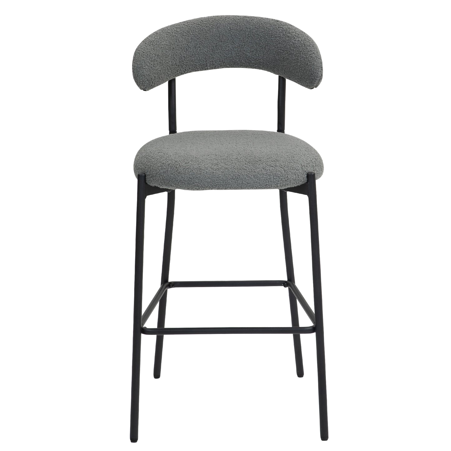 26 Inch Counter Height Bar Stool Grey Teddy Fabric Footrest