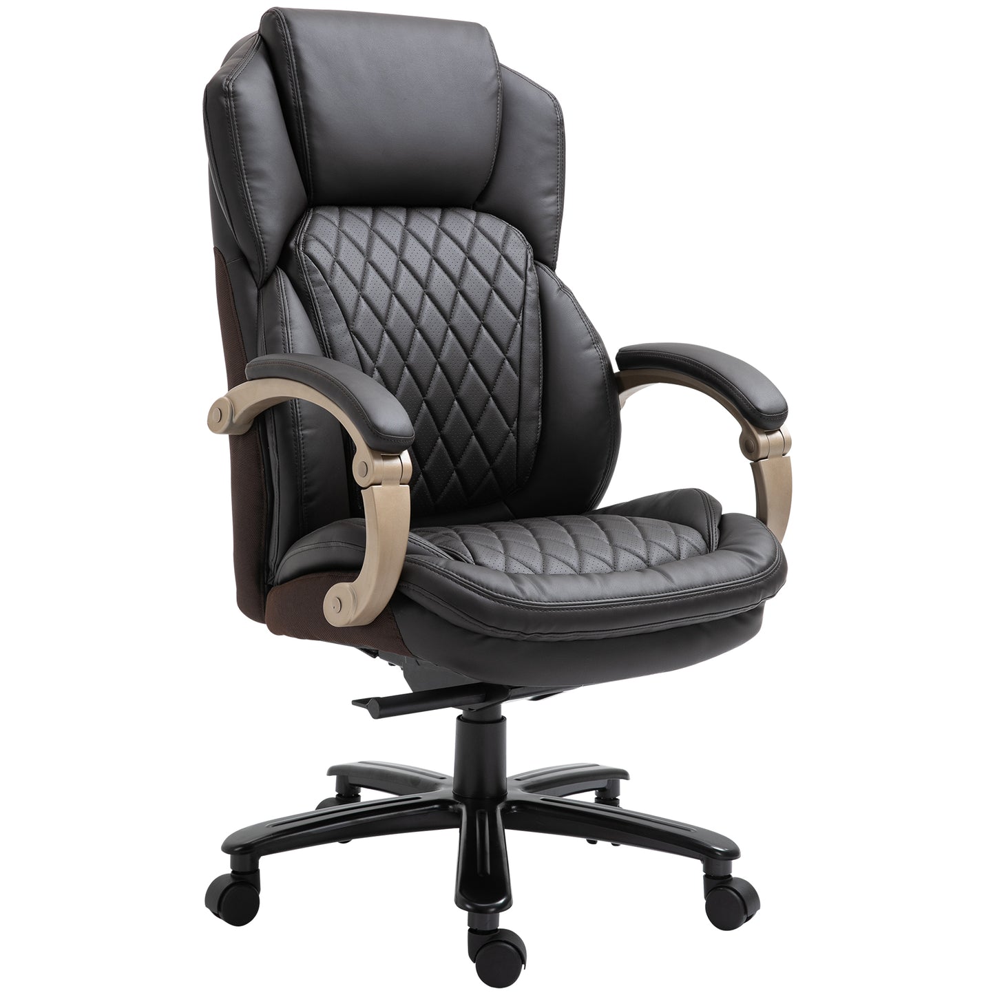 Brown Big and Tall Executive Office Chair with Wide Seat, High Back Design, Adjustable Height & Smooth Swivel Wheels