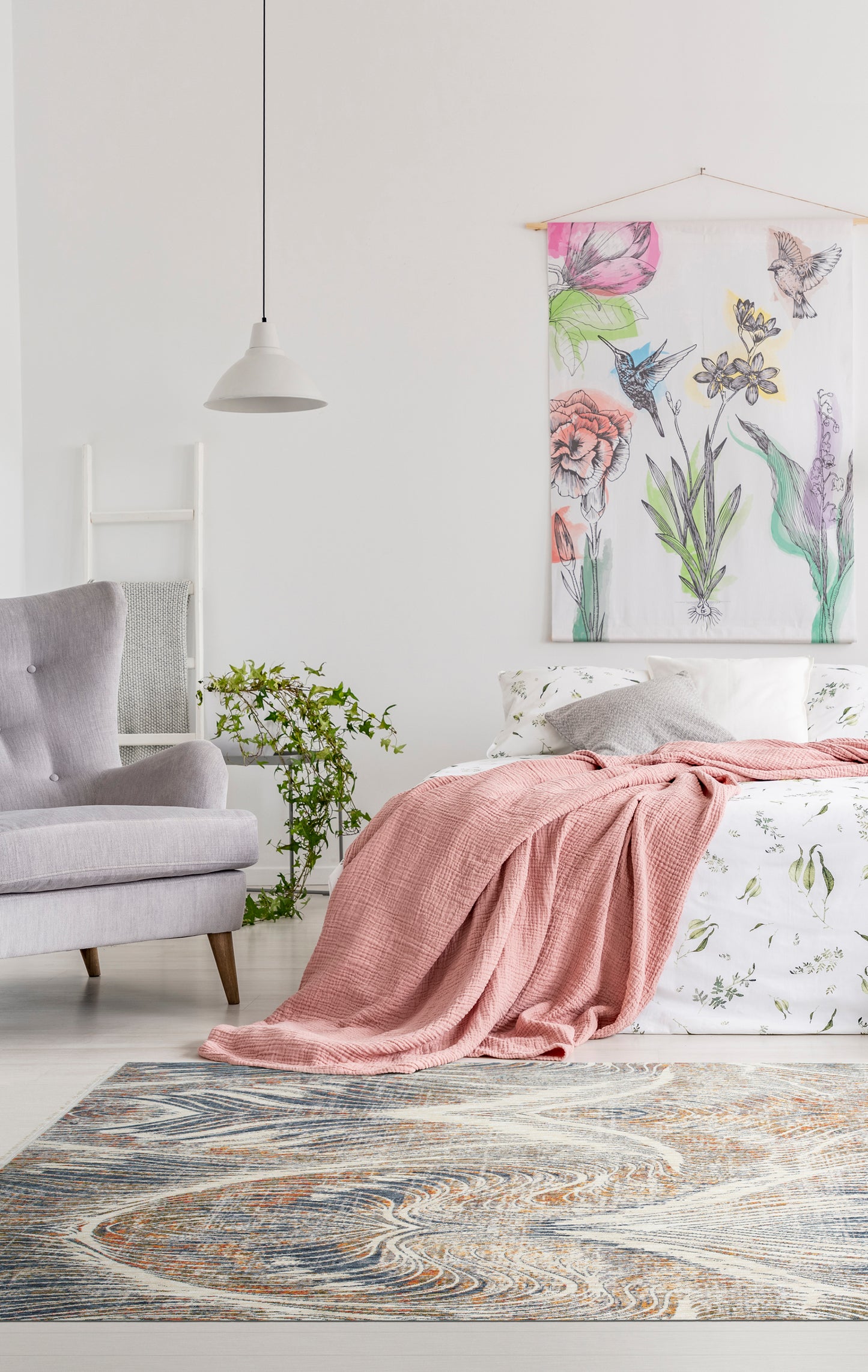 Modern Abstract Cut-Pile Throw Rug, 22 x 30 in, 100% Polyester, Stain-Resistant, Indoor Use Brown Beige