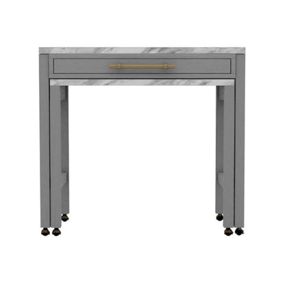 Light Gray Counter Height Table w NESTED TABLE Dining Room Furniture Faux Marble Top Table