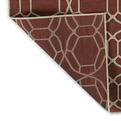 2' x 3' Indoor/Outdoor Rectangle Rug, High-Low Loop Texture, Polypropylene, Fade Resistant Geometric Red