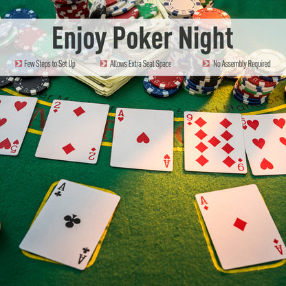 72-Inch Poker Table for 7 Players with Chip Tray and 7 Cup Holders, Blackjack Layout, MDF/Steel Green