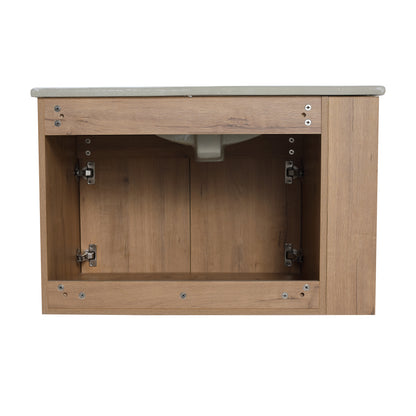 Modern 30-Inch Wall-Mounted Bathroom Vanity with Open Shelf - Vanity Cabinet Only (No Basin Included)