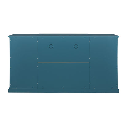 63" TV Stand,  Sideboard Buffet ,Storage Cabinet, Teal Blue