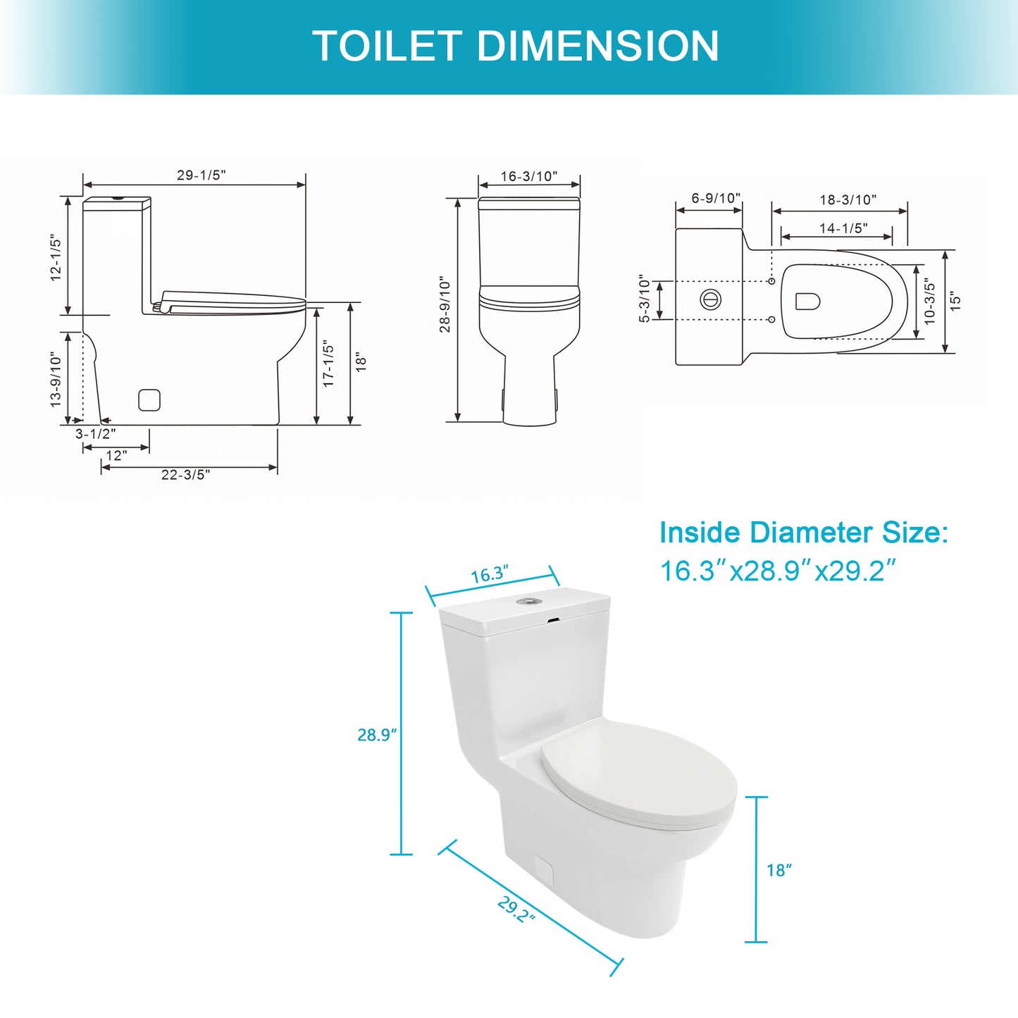 Modern Ceramic One-Piece Toilet with Dual Flush and Soft-Close Seat