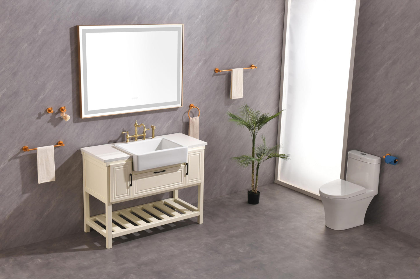 Large 48x36 Illuminated Bathroom Mirror with Dual Control Anti-Fog Feature