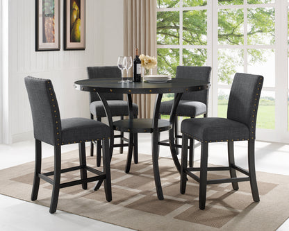 Biony Gray Fabric Counter Height Stools with Nailhead Trim, Set of 2