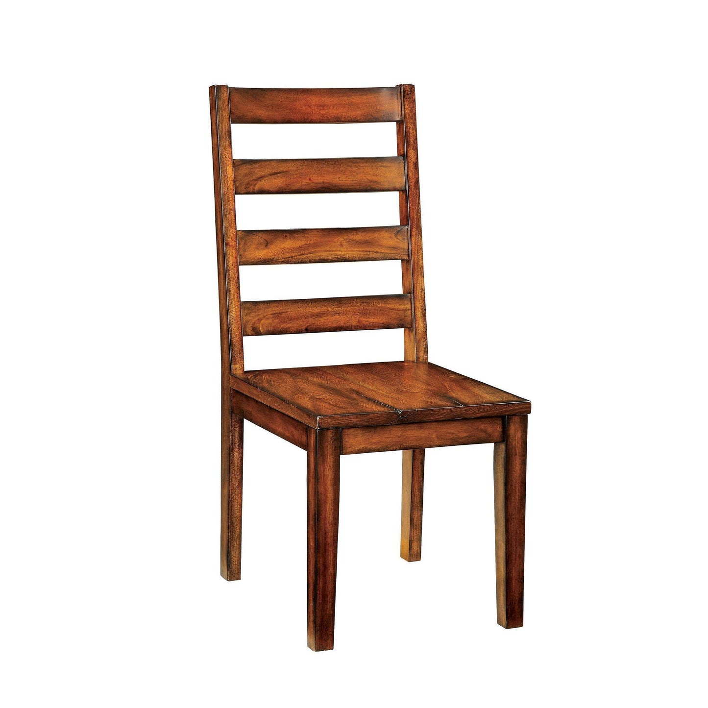 Industrial Style Solid Wood Dining Chairs, Ladder Back, Set of 2, Tobacco Oak Finish