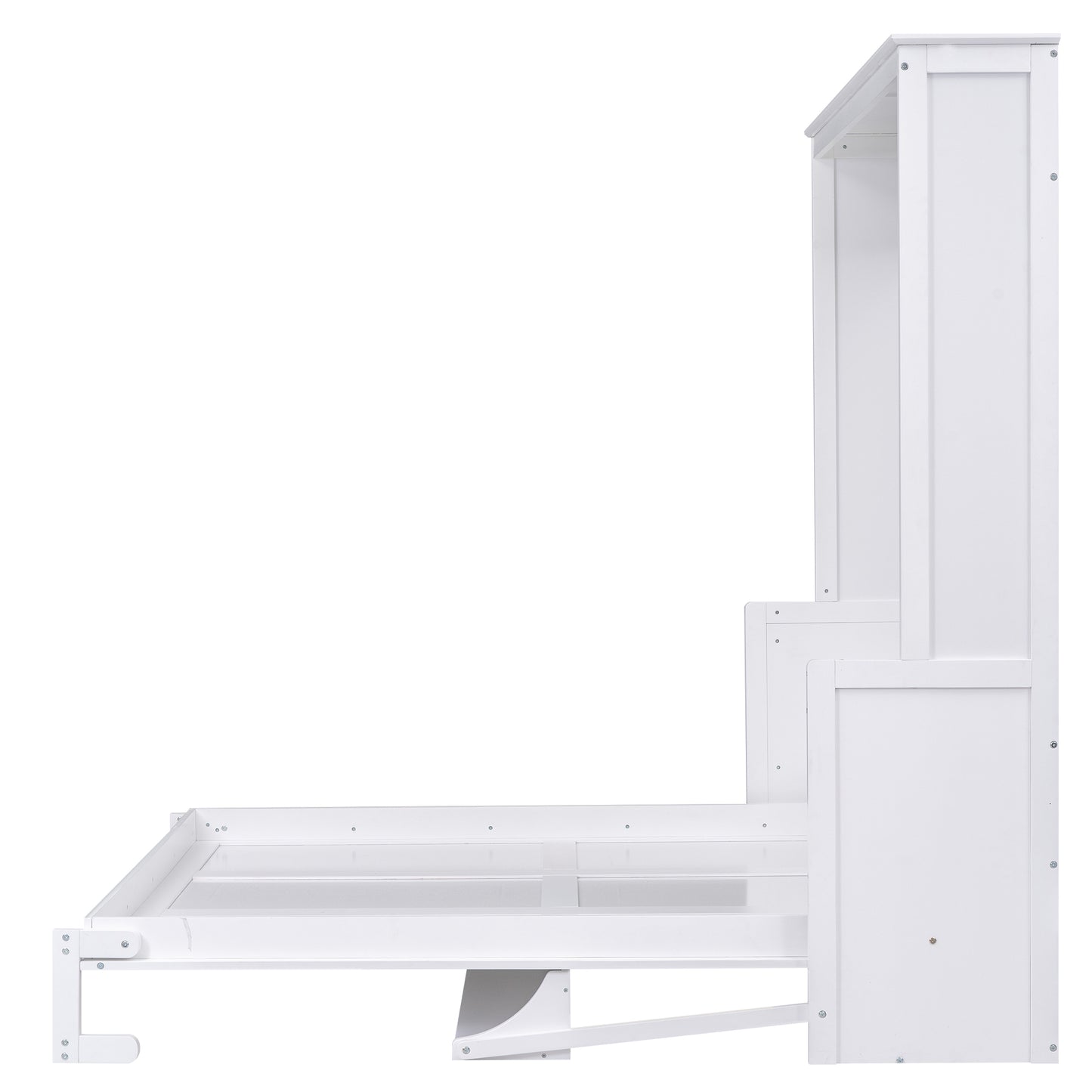 Versatile Queen Murphy Bed with Integrated Shelf in White