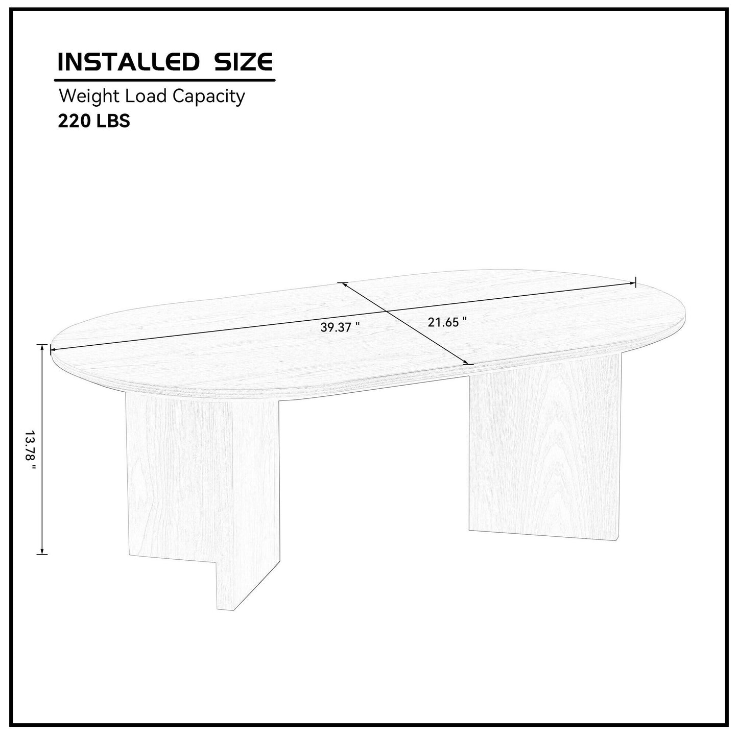 Length 39.37 Inch Modern Coffee Table,MDF Oval Coffee Table for Living Room,Small Coffee Table with Sturdy Pedestal for Apartment,Bedroom,Black