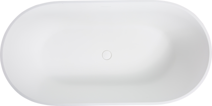 Luxury 69" Solid Surface Freestanding Soaking Bathtub - Handcrafted Matte White Stone Resin with Overflow and Pop-up Drain