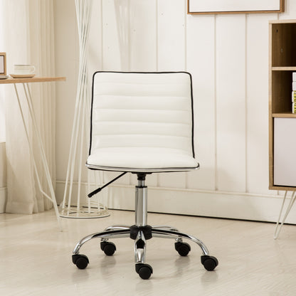 Fremo Chromel White Adjustable Faux Leather Air Lift Office Chair