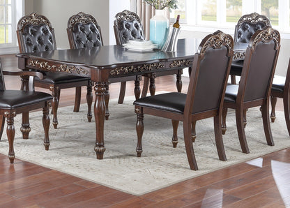 Dining Table Two Leaves Rubberwood Antique Brown Finish