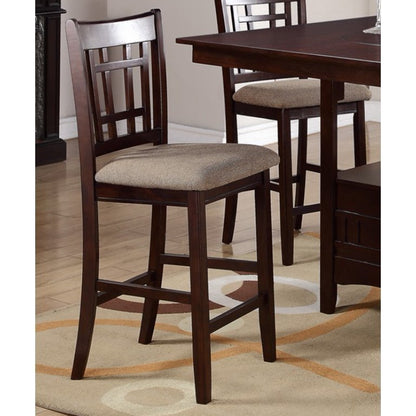 Counter Height 5Pc Round Table Dining Set Dark Rosy Brown