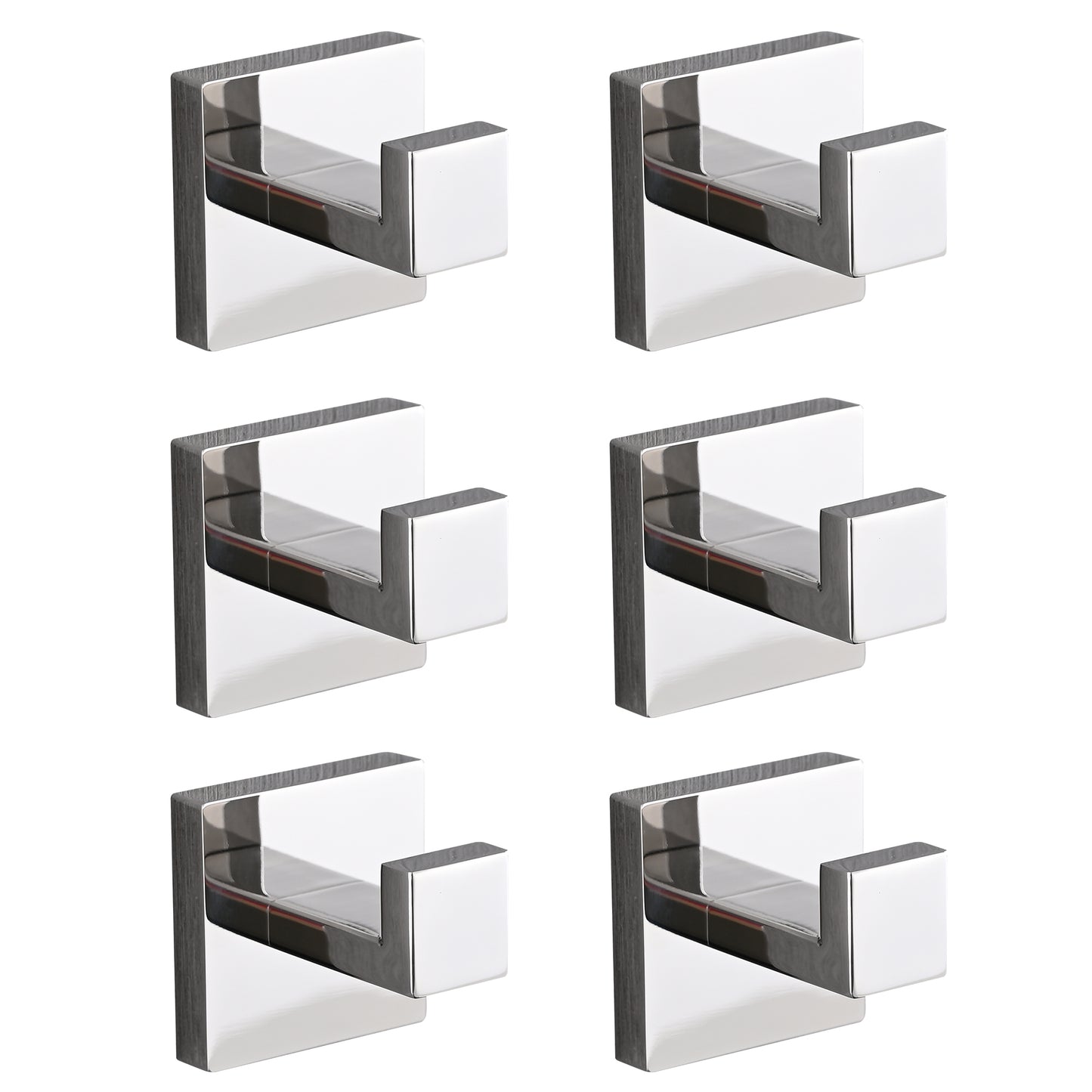 6 Pack Wall-Mounted Stainless Steel Bathroom Towel Hooks/Coat Hooks for Bathroom, Bedroom, Kitchen