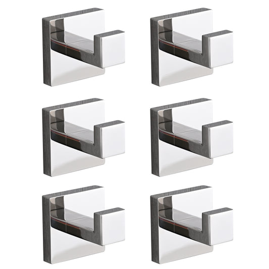 6 Pack Wall-Mounted Stainless Steel Bathroom Towel Hooks/Coat Hooks for Bathroom, Bedroom, Kitchen