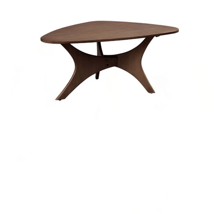 Mid-Century Triangle Coffee Table with Wood Veneer Top and Plywood Legs, 40x27 in, Pecan Finish