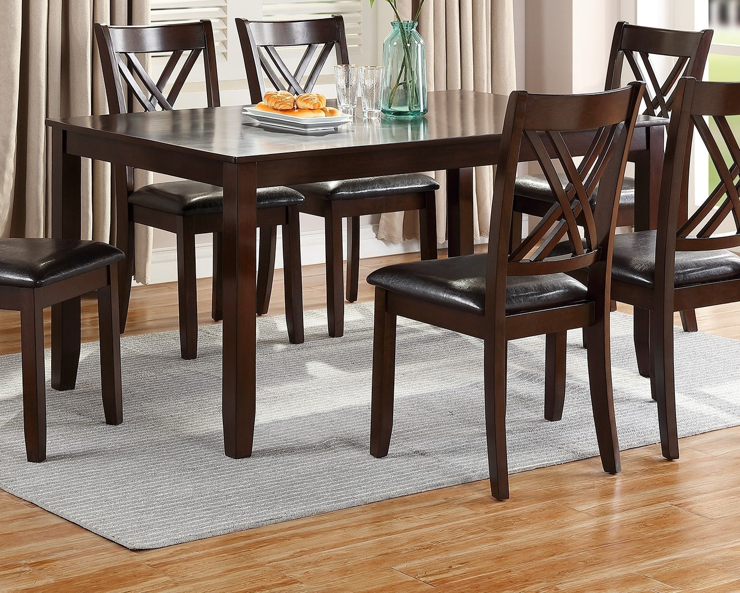 7 Piece Dining Set With Table And Six X Back Chairs Espresso