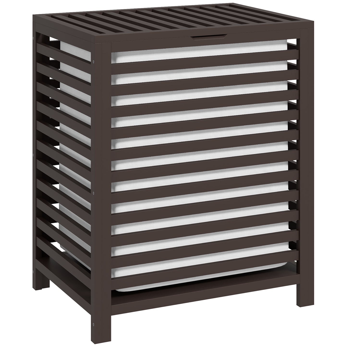 HOMCOM Bamboo Laundry Hamper with Lid, Laundry Basket with Removable Liner Bag, Dirty Clothes Hamper, 19.75 x 14.25 x 23.5 Inches, Coffee