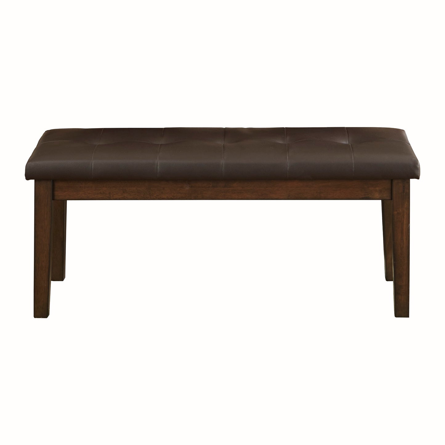 46-Inch Transitional Dining Bench with Button-Tufted Upholstery Wood-Frame Bench Light Rustic Brown Finish