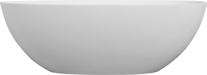 Luxury 65" Matte White Freestanding Soaking Bathtub, Handcrafted Solid Surface with Overflow and Pop-up Drain