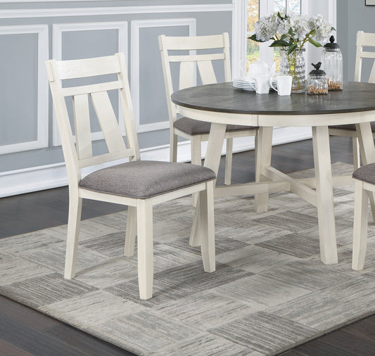 Dining Room Chairs – Set of 2, Solid Rubberwood, 19 x 24 x 40 in, White Finish, Modern Farmhouse, Gray